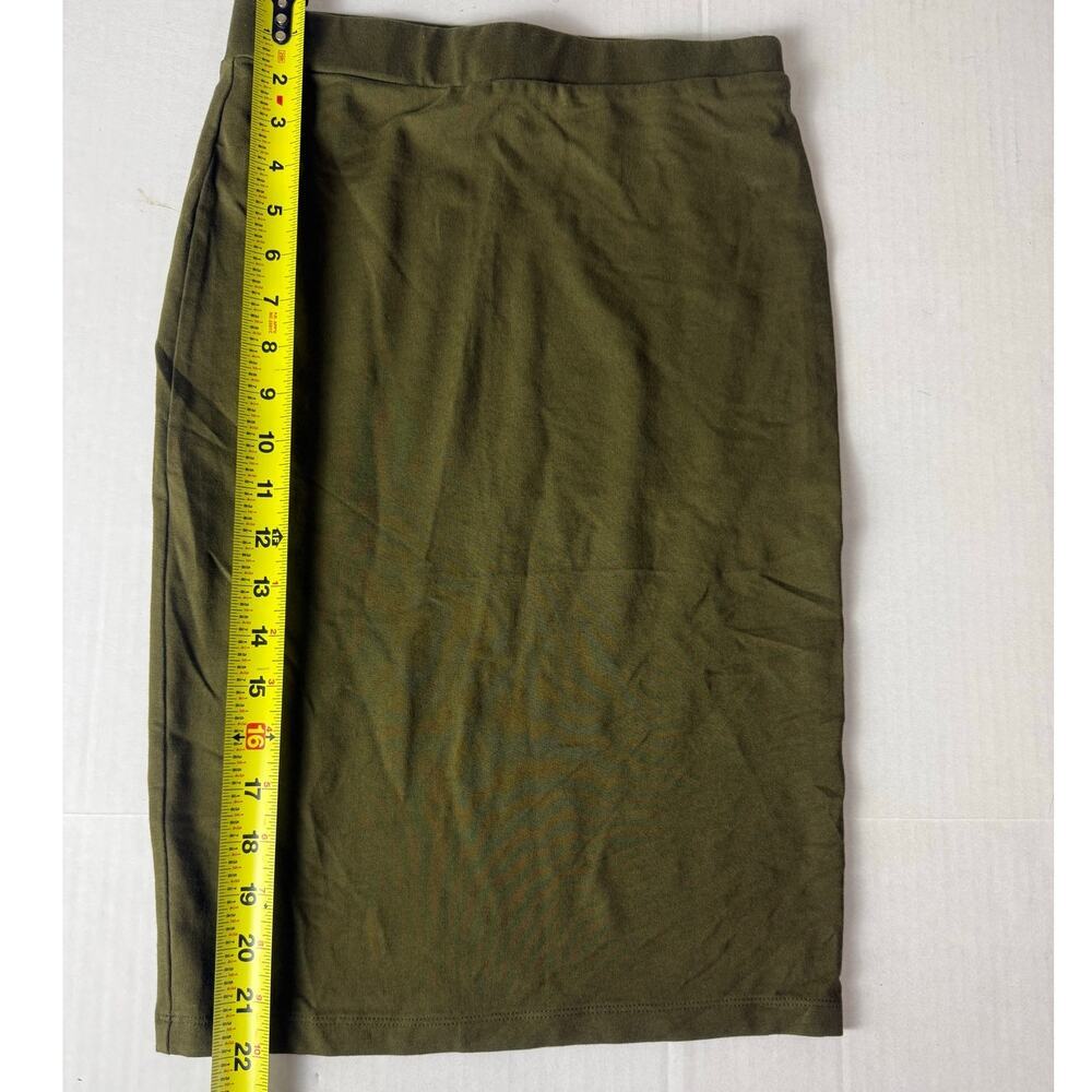 Forever 21 Women's Olive Green Slit Hem Stretch Skirt S - Picture 4 of 6